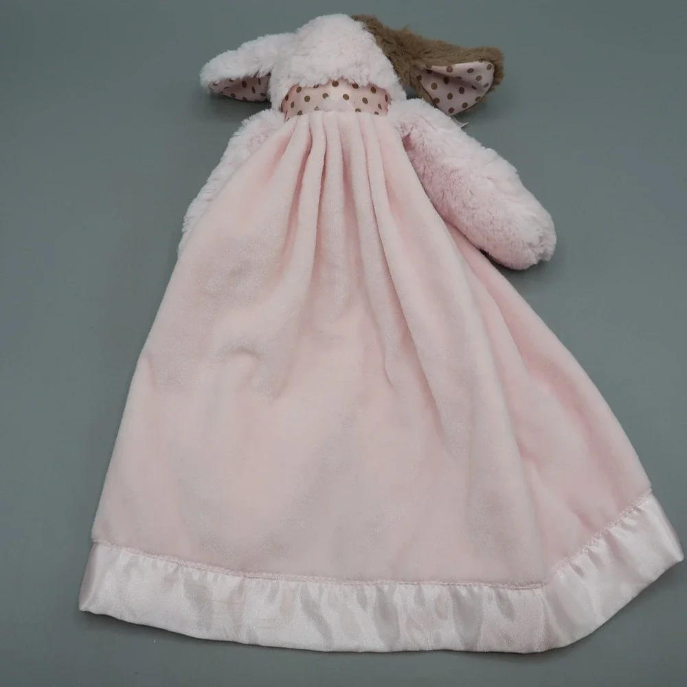 Bearington Baby Collection Puppy Dog Pink Satin Girl Security‎ Blanket Toy Lovey